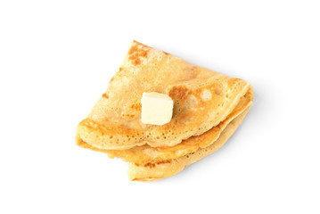 Pancakes isolated on white background.
