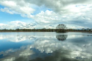 clouds over lake