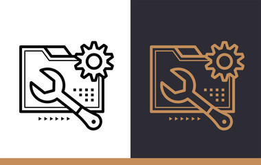 Unique linear icon of Tech resource. 3D Printing, modeling. Suitable for infographics, websites, print media and interfaces