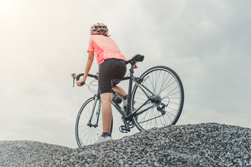 Naklejka na ściany i meble Road bike cyclist man cycling,athlete on a race cycle