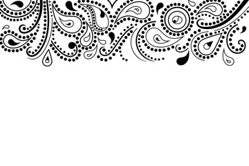 Abstract paisley pattern, top border, vector illustration