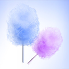 Colorful Cotton candy. Sugar clouds 3d vector illustration