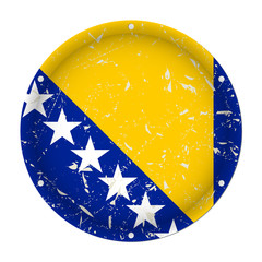 Bosnia and Herzegovina, round metal scratched flag