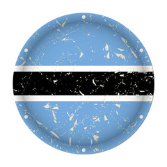 Botswana - round metal scratched flag, screw holes