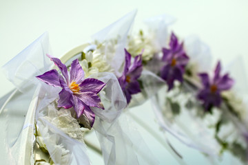 A detail of the flowers on a wedding gate. The beautiful decoration for this event.  