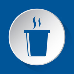 hot drink with smoke - blue icon on white button
