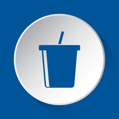 cold drink with straw - blue icon on white button