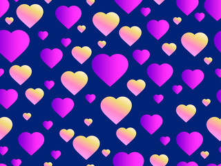 Fototapeta na wymiar Seamless pattern with hearts. Happy Valentine's day, 14th of February. Bright hearts with gradient. Vector illustration