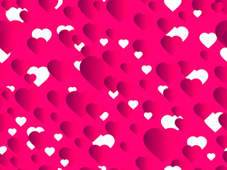 Hearts seamless pattern. Happy Valentine's day, 14th of February. Bright hearts with gradient. Vector illustration