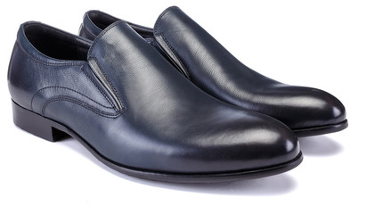 Pair of dark blue colour classical man oxford shoe isolated on white background