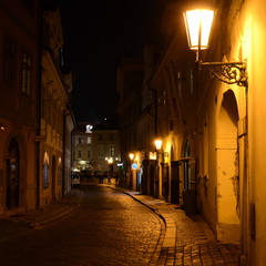 Fototapeta na wymiar Street in the old town of Prague by night
