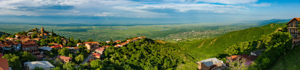 Fototapeta na wymiar Georgia, Signagi city wide panorama view in Spring