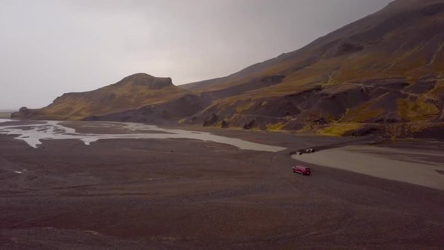 Drone aerial shot of amazing landscape in Iceland