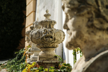 A Picture of the statue in antique style. Decoration of a castle in Czech republic in Mikulov. 