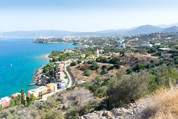 Panoramic view of the Bay near the town of Agios Nikolaos