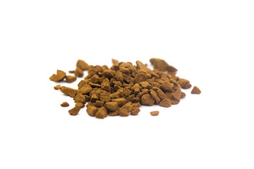 Coffee granules on isolated white background