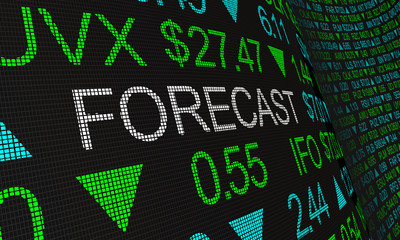 Forecast Prediction Outlook Stock Market Ticker Words 3d Illustration