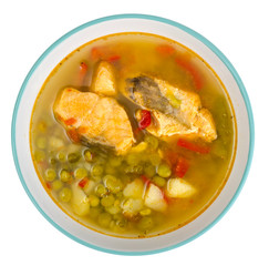 Vegetable fish soup with salmon
