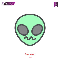 Outline alien_confused icon isolated on white background. Line pictogram. Graphic design, mobile application, logo, user interface. Editable stroke. EPS10 format vector illustration