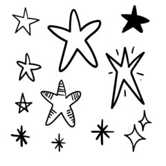 Fototapeta premium Hand drawn star doodles