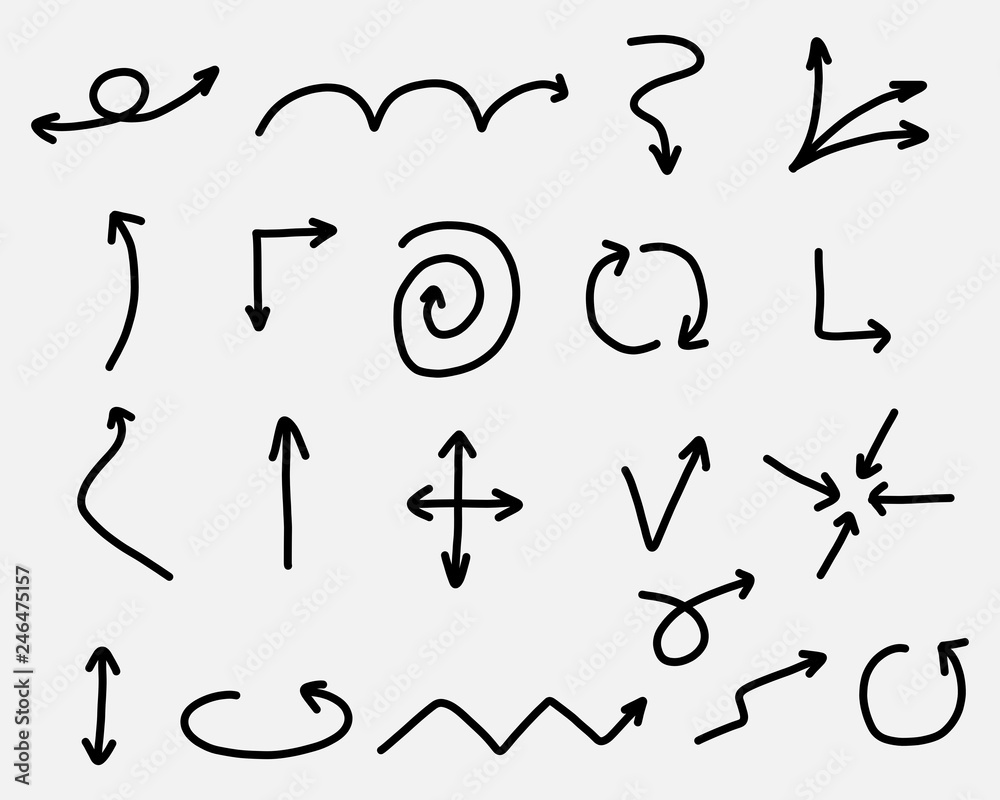 Aufkleber hand drawn vector arrow set isolated on white background