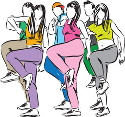 group of dancers illustration