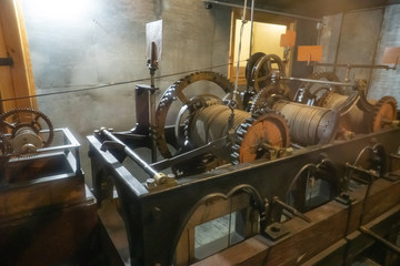 Mechanism of the old clock tower inside