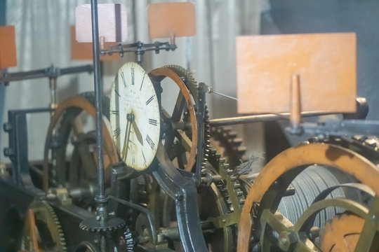Mechanism of the old clock tower inside