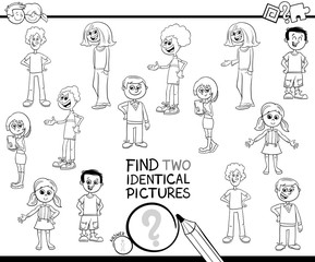 find two identical kid characters color book
