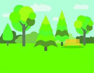 Obraz premium Vector cute flat park background