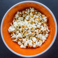 Bowl of tasty homemade popcorn.