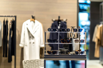 Fashion stylish luxury clothes display. Image and stylish services, selection of colors, types. Capsule spring wardrobe