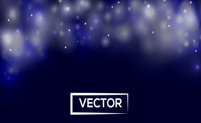 Obraz premium Background vector blue. Sowing stars on bokeh background.