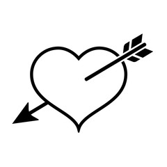 Heart in love icon. Heart pierced with Cupid's arrow. Vector Illustration