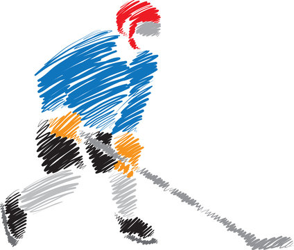 hockey player stroke brush illustration