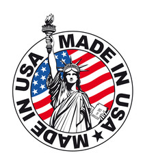 Statue of Liberty, Stamp Made in USA. Vector