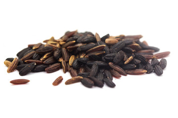 Red and black rice isolated on white background
