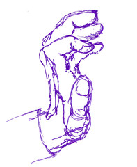 Curved fingers. Wrist.