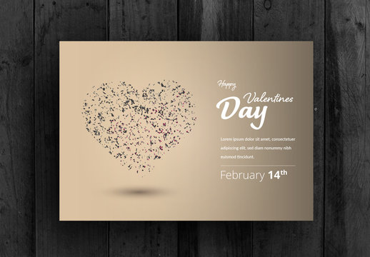 Valentine's Day Card Layout with Heart-Shaped  Particle Element