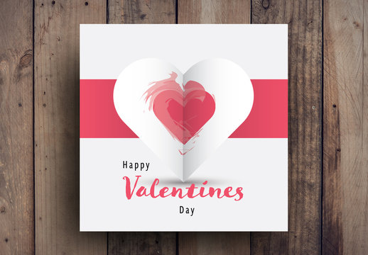 Valentine's Day Card Layout with Brush Stroke Heart Element