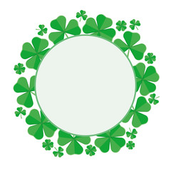 Round Luck frame of clover leaf. Happy St.Patrick 's Day. Vector in flat style.