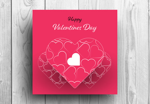 Valentine's Day Card Layout with Repeating Heart Elements