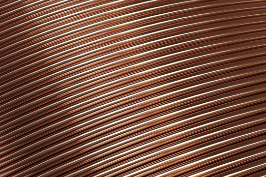 Copper metal in factory, close-up.