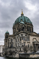 View of Berlin cathedral, Berliner Dom in a rainy day, Germany