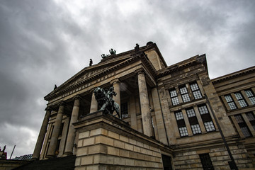 Concert hall at the Gendarmenmarkt in a rainy day, Berlin, Germany