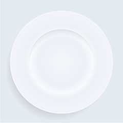 White empty porcelain plate. illustration.