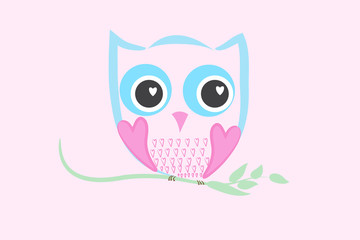 Owl of love logo vector image