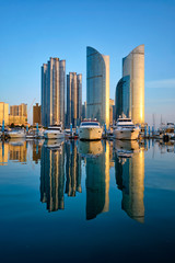 Obraz premium Busan marina with yachts on sunset, South Korea