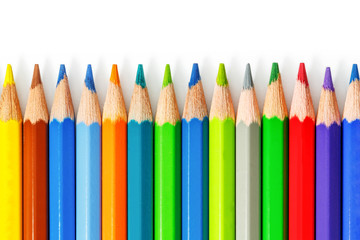 Color pencils on white background