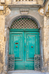 Traditional wooden door in Valletta, Malta